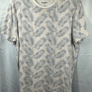 Goodfellow & Co Palm-Print Short Sleeve Tee in White and Light Blue